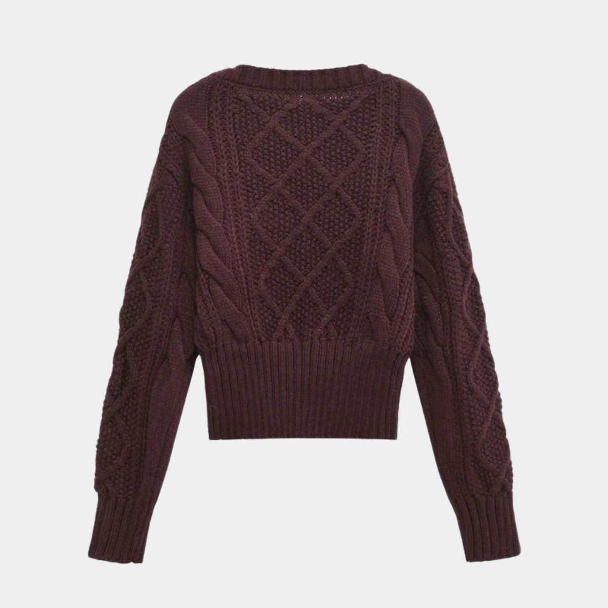 Chunky Diamond Pattern Jumper - Women's Cable Knit Sweater
