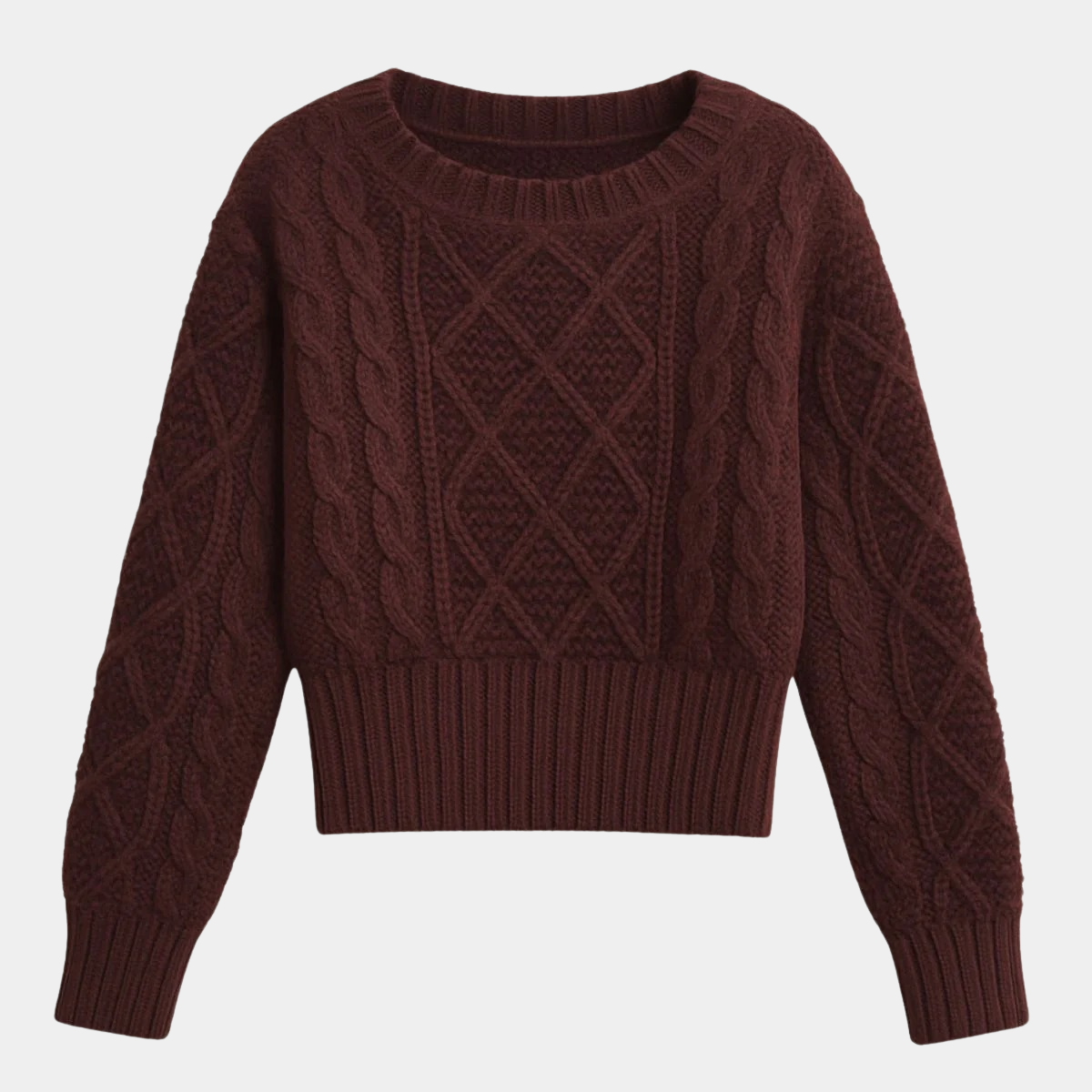 Chunky Diamond Pattern Jumper - Women's Cable Knit Sweater