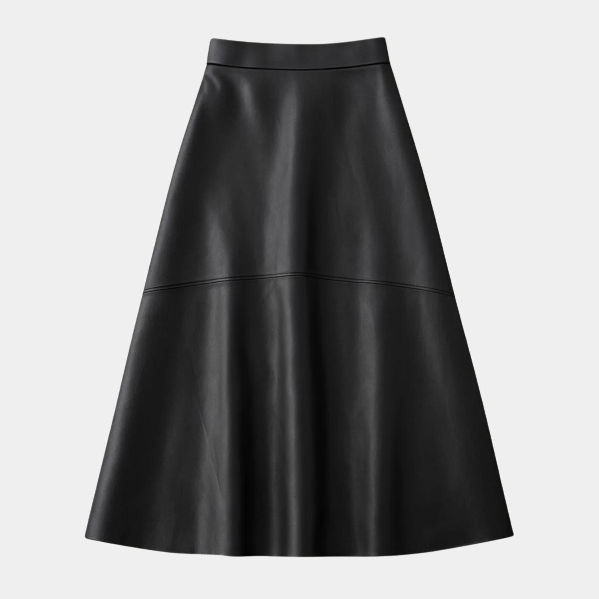 High Waist Leather Maxi Skirt – A-Line Flared Skirt