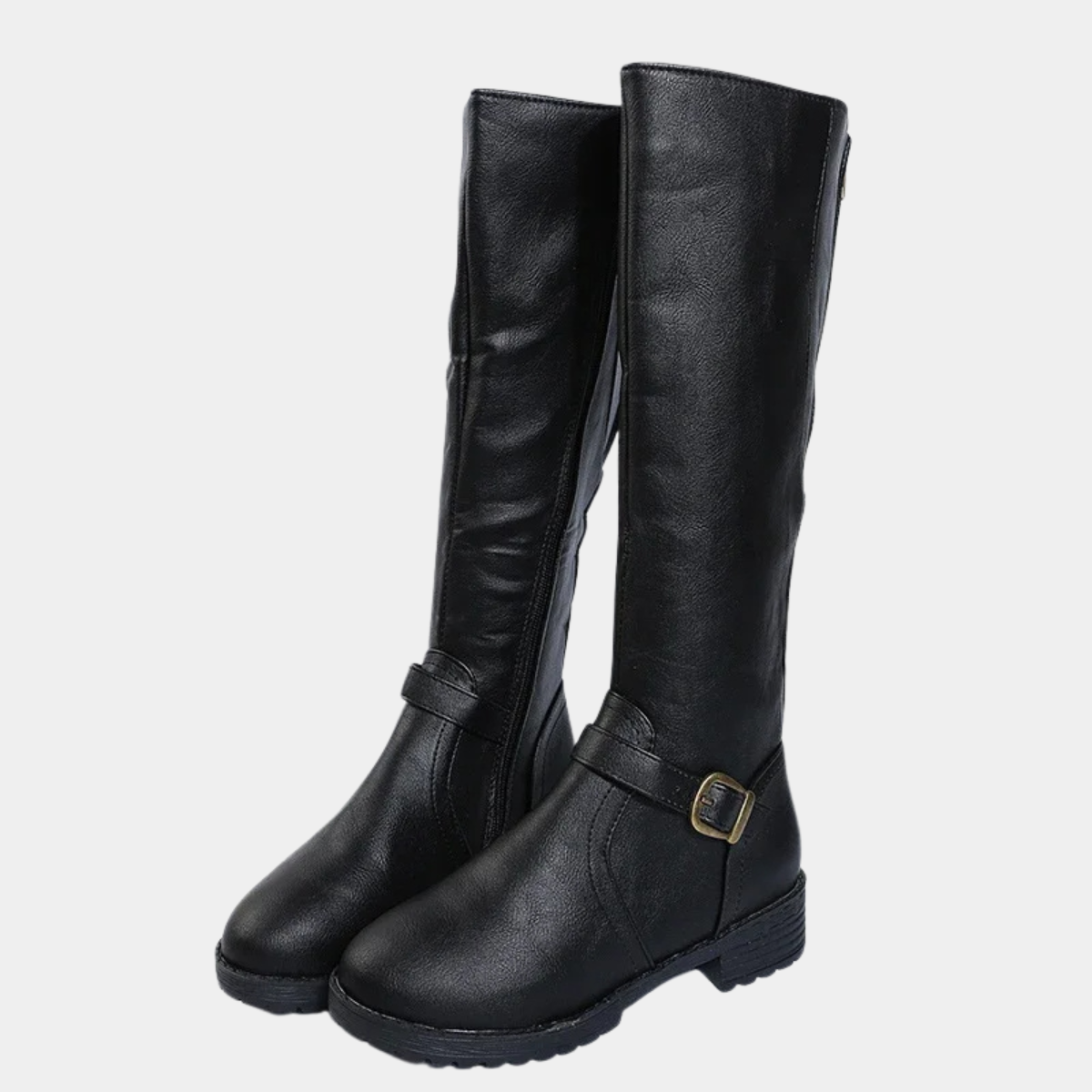 Elegant  Knee High Boots – Flat Riding Boots with Buckle Detail