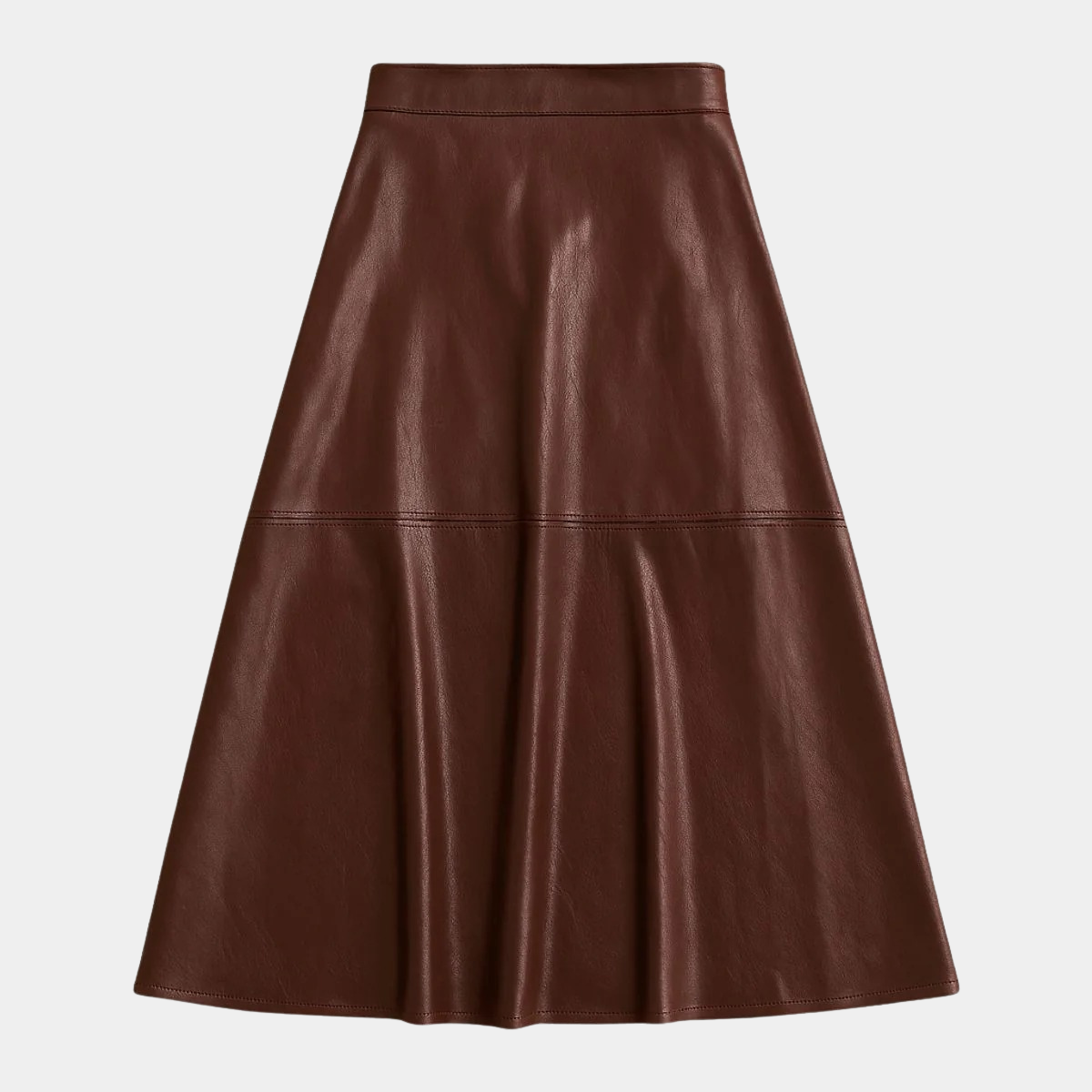 High Waist Leather Maxi Skirt – A-Line Flared Skirt