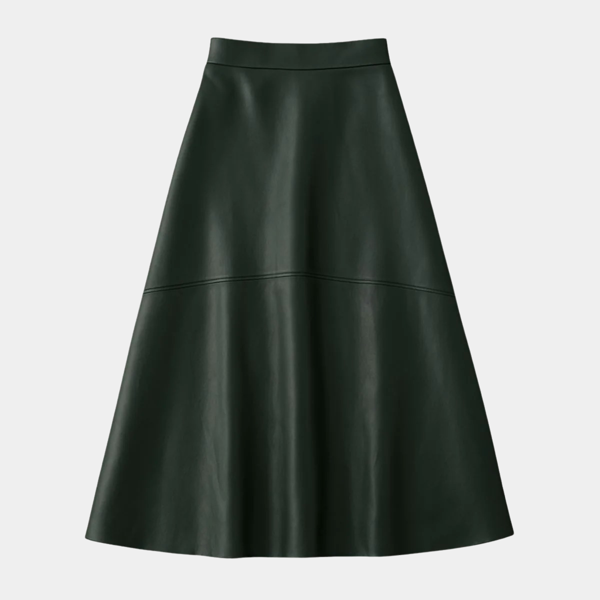 High Waist Leather Maxi Skirt – A-Line Flared Skirt