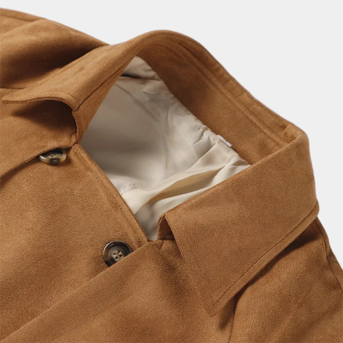 Double Breasted Trench Coat – Elegant Suede Jacket
