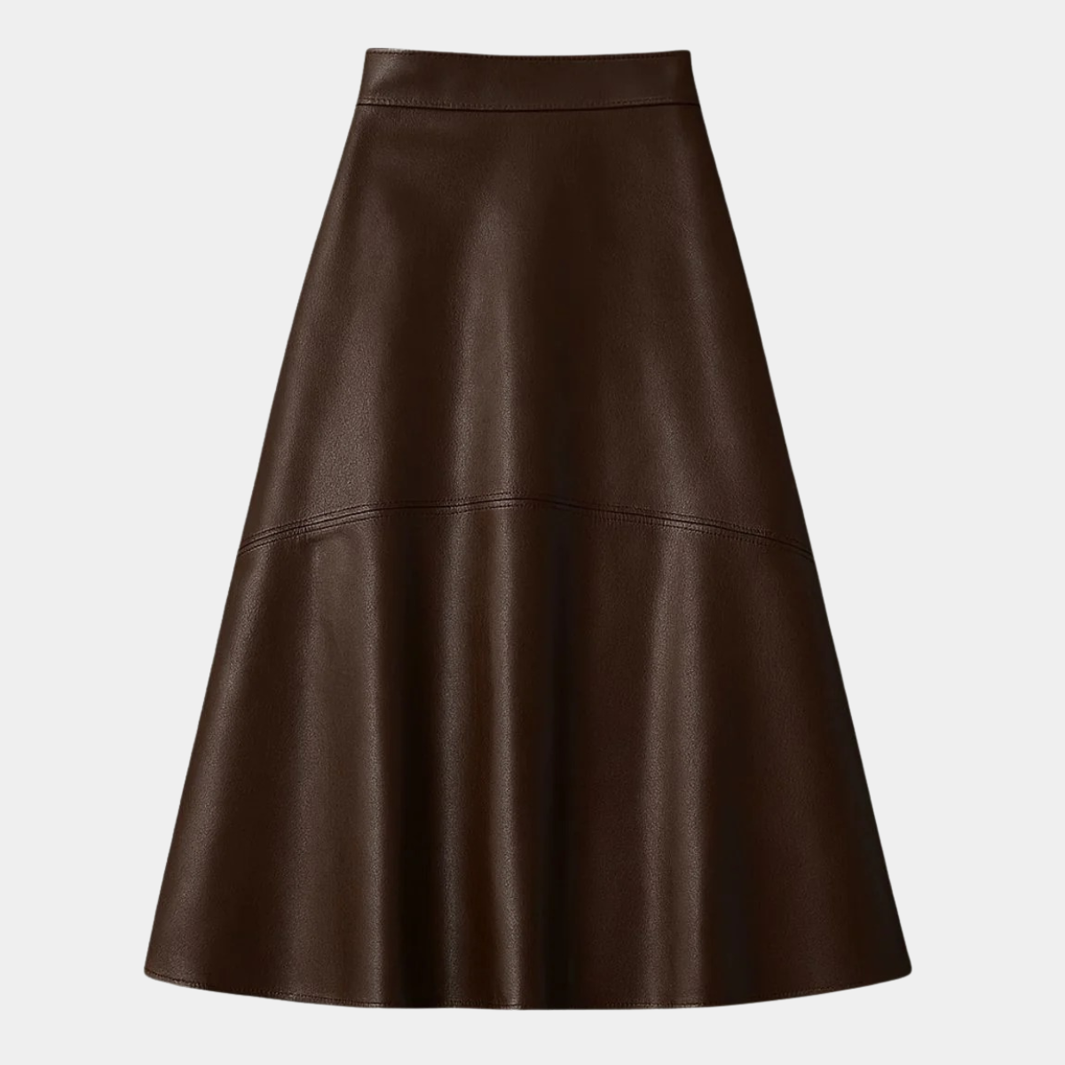 High Waist Leather Maxi Skirt – A-Line Flared Skirt