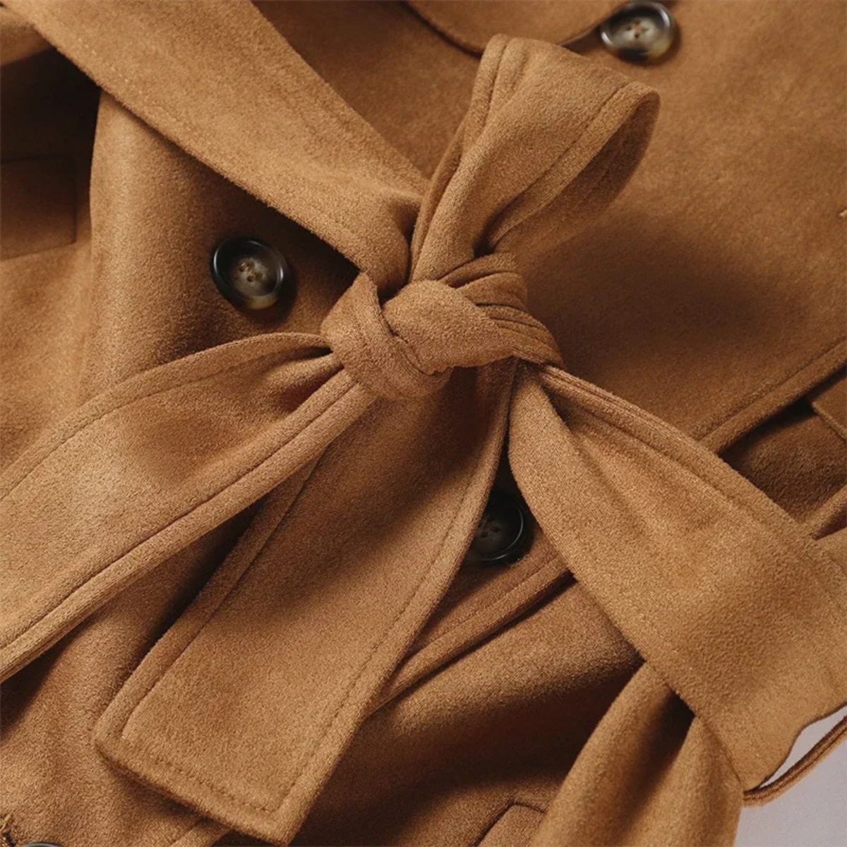 Double Breasted Trench Coat – Elegant Suede Jacket