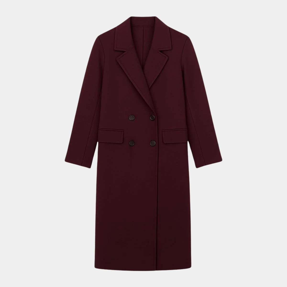 Long Wool Blend Coat – Double Breasted Elegant Overcoat