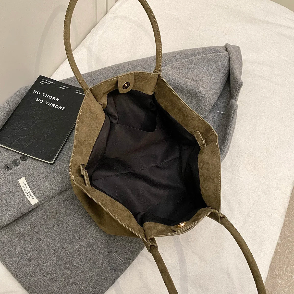 Suede Tote Bag – Large Shoulder Handbag for Everyday Use