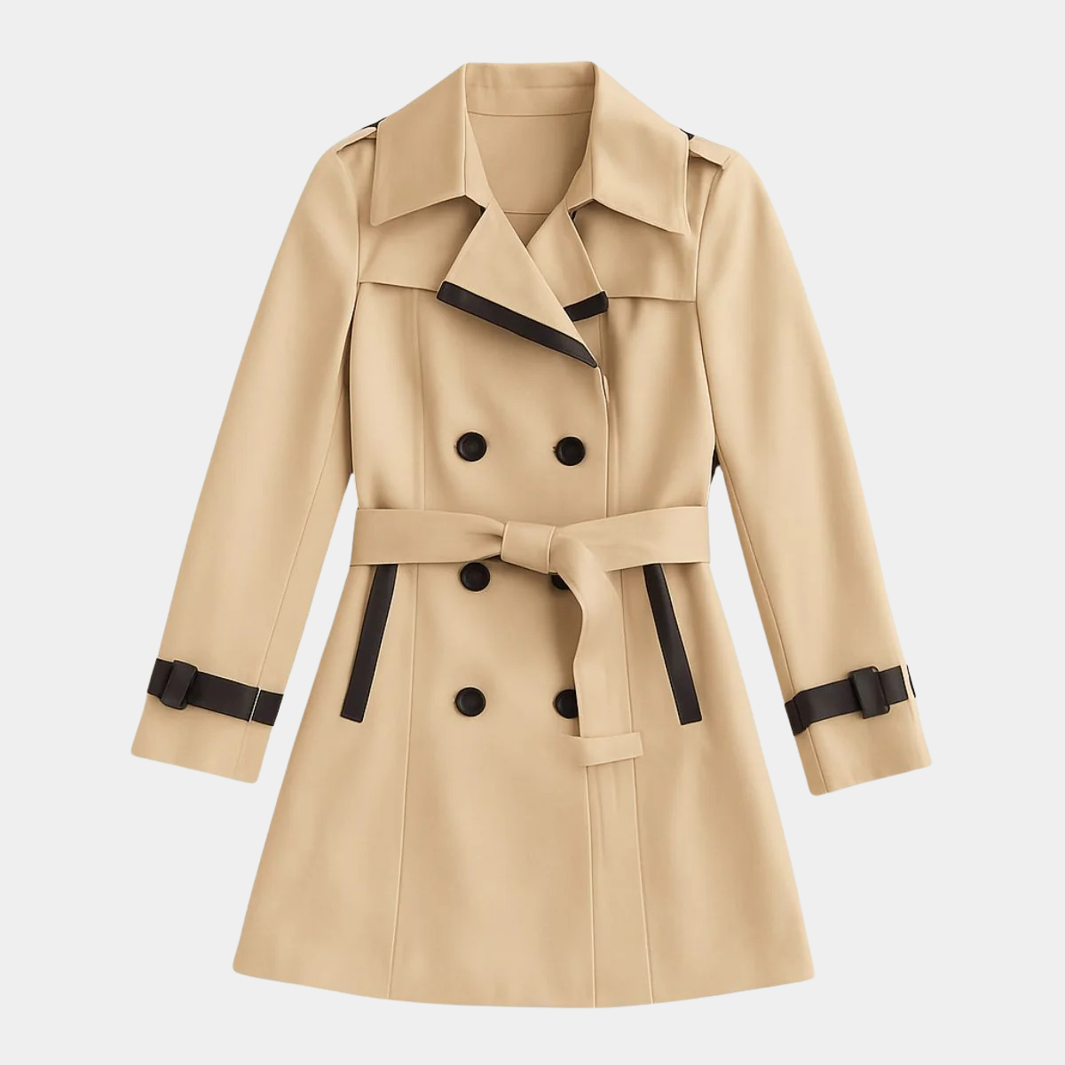 Double Breasted Trench Coat – Belted Long Jacket