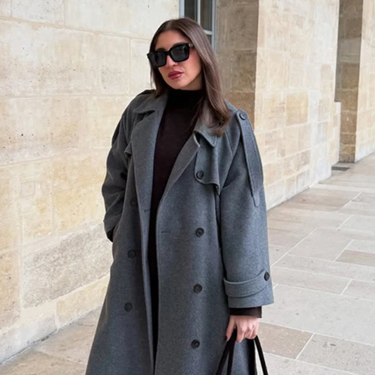 Long Wool Coat – Double Breasted Winter Trench Coat