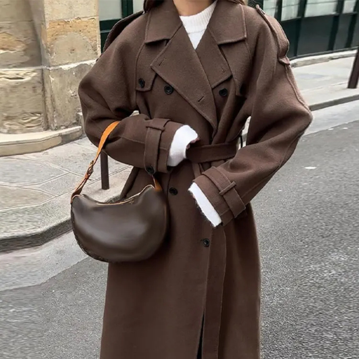 Long Wool Coat – Double Breasted Winter Trench Coat