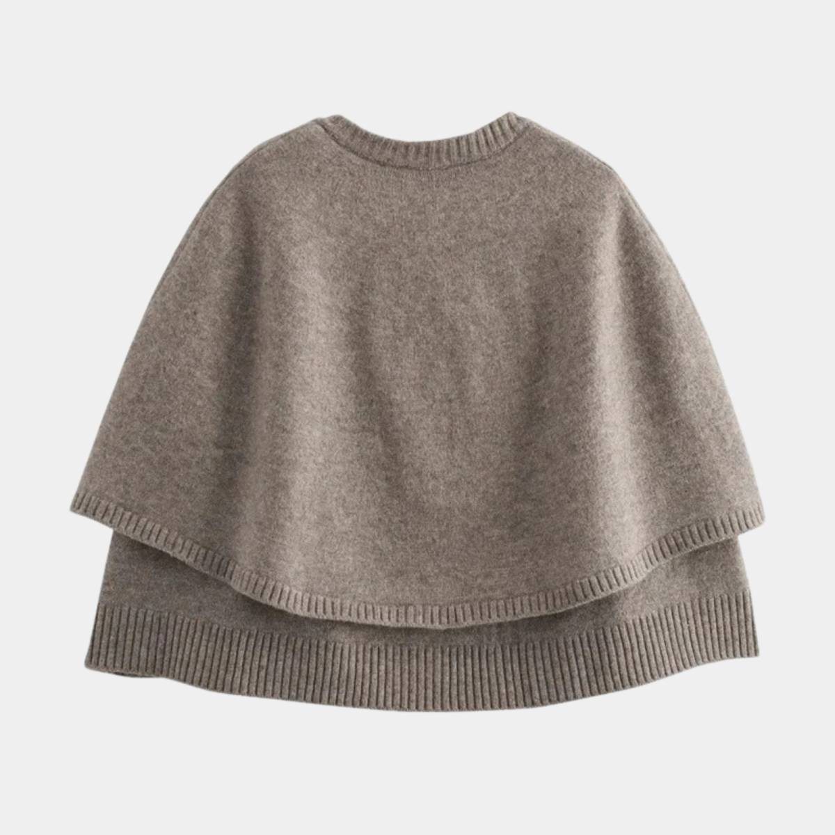 Grey Buttoned Cape Cardigan – Wool Blend Poncho Style
