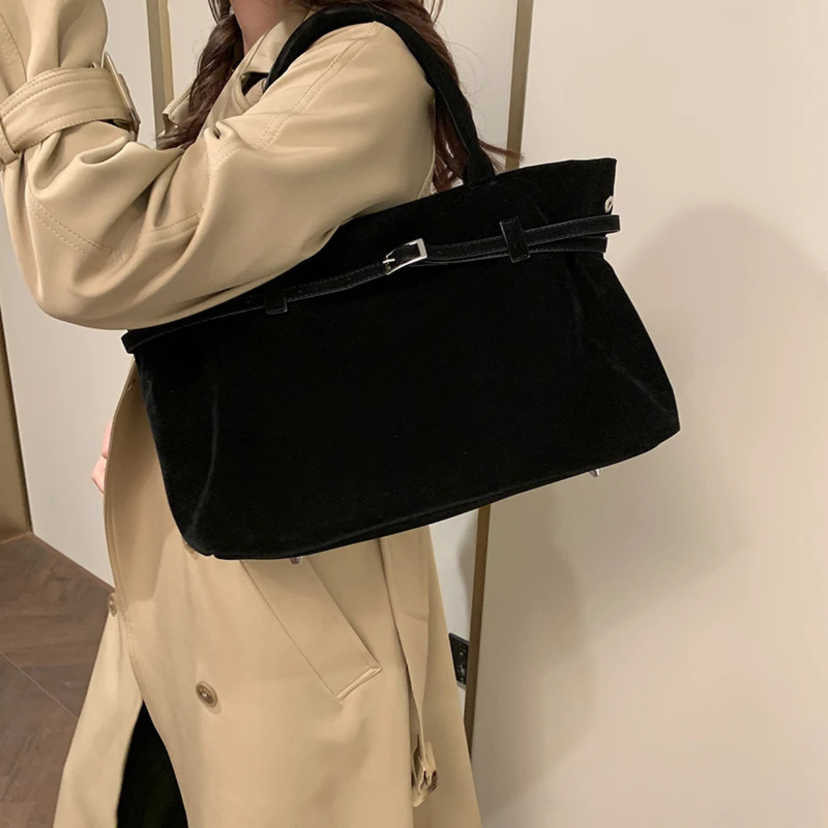 Suede Tote Bag – Large Handbag Shoulder Bag