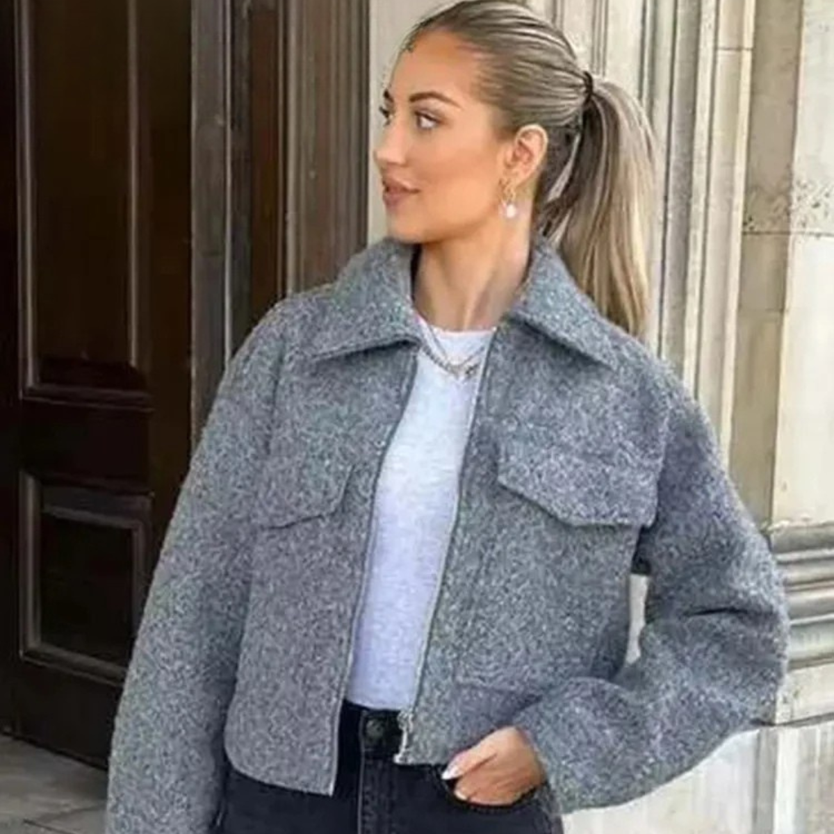 Cropped Zip Up Jacket – Street Style