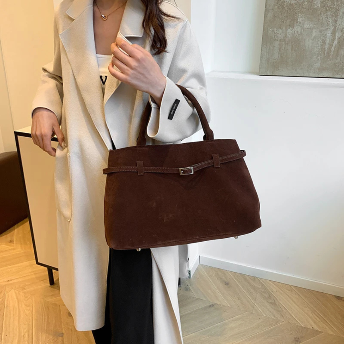 Suede Tote Bag – Large Handbag Shoulder Bag