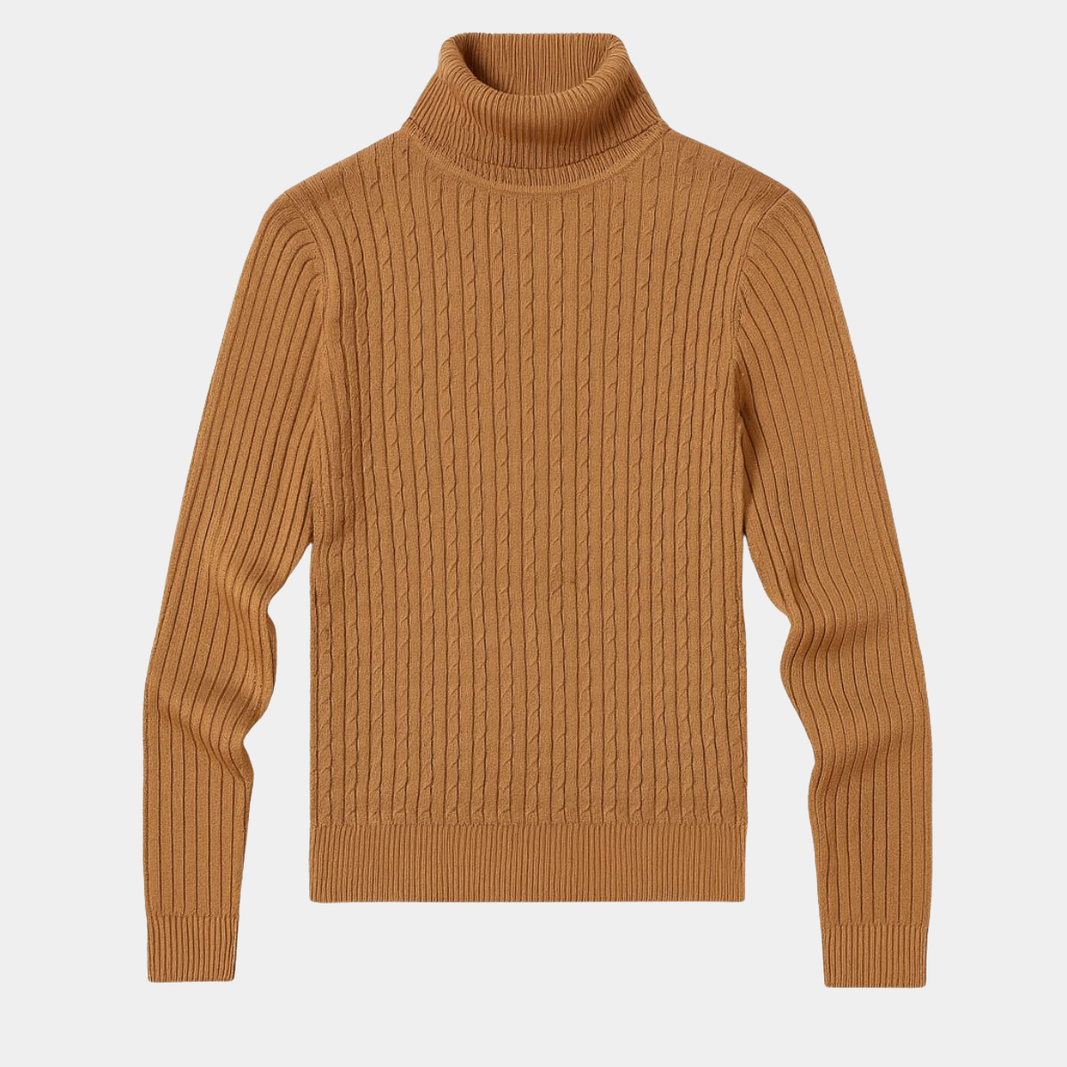 Ribbed Knit Turtleneck Jumper – Slim Fit Neck Sweater