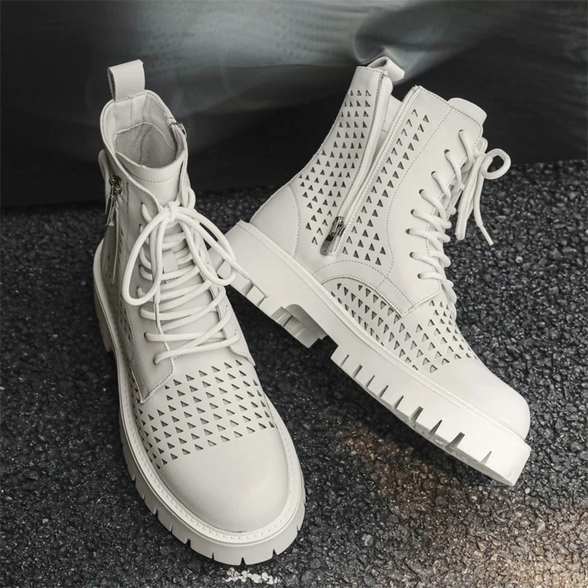 Leather Chealsea Boots – Lace Up Chunky Ankle Combat