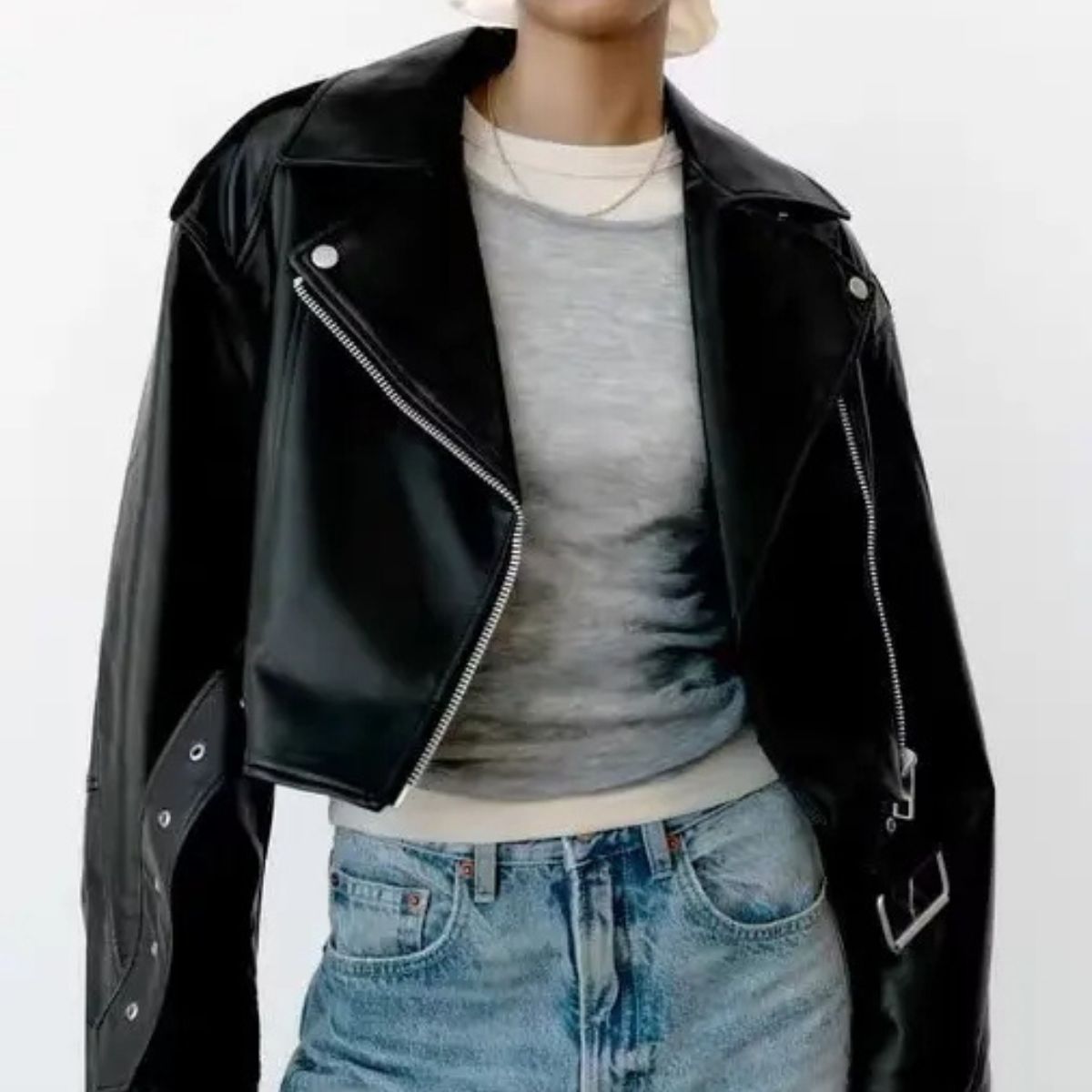 Cropped Vintage Jacket – Stylish Leather Coat