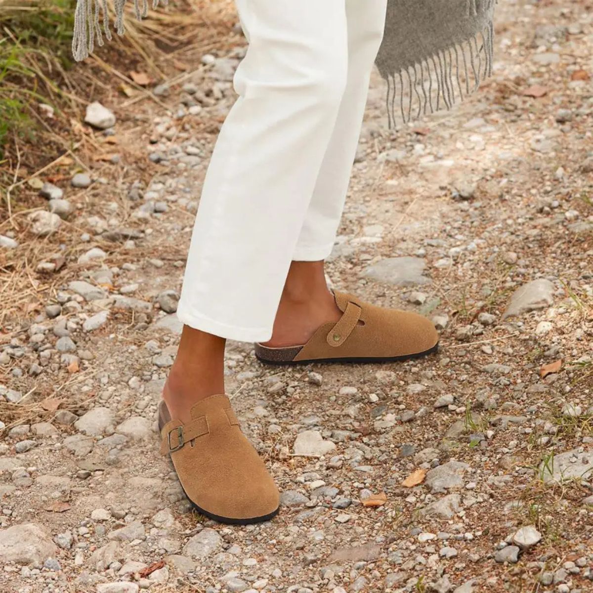 Classic Suede Clogs for Men – Buckle Slip On Shoes
