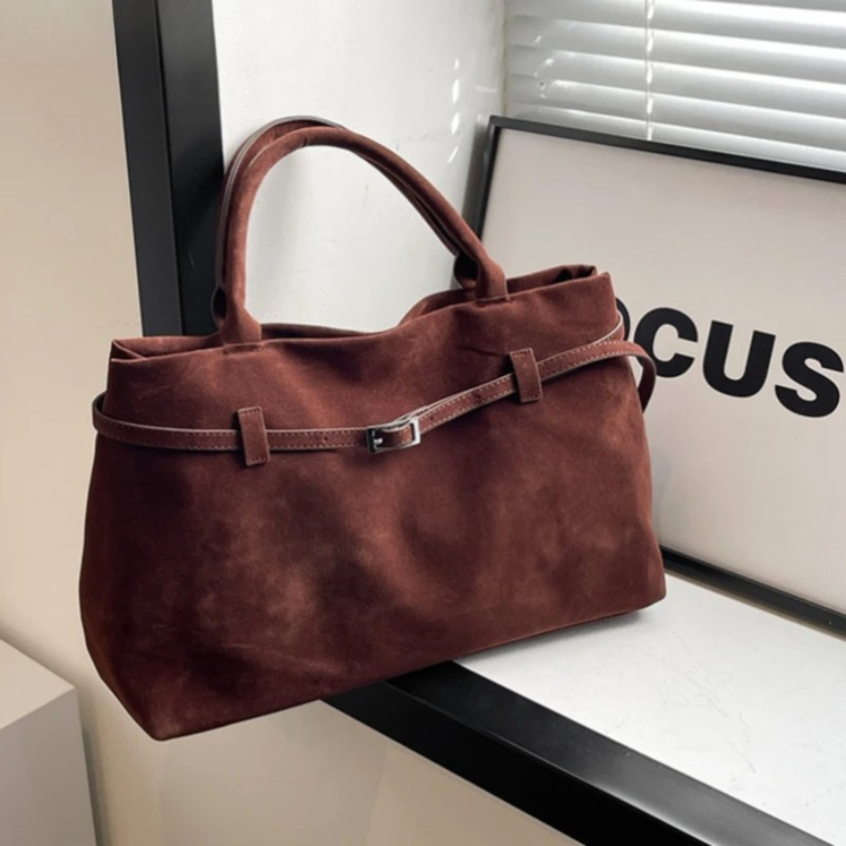 Suede Tote Bag – Large Handbag Shoulder Bag