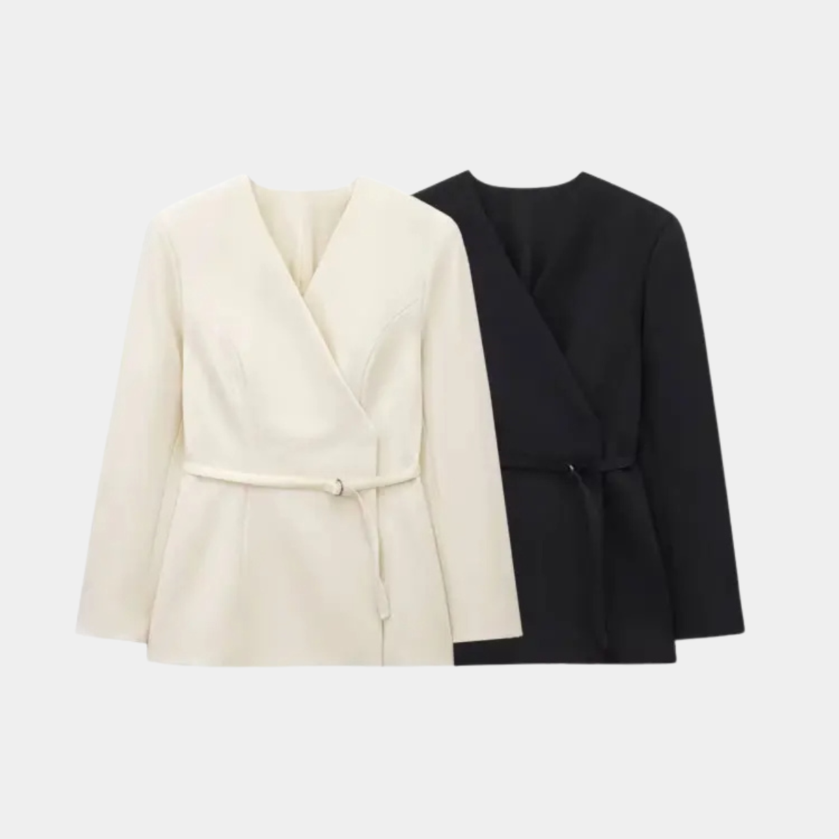 Wrap Blazer Jacket – Belted Long Sleeve Casual Coat