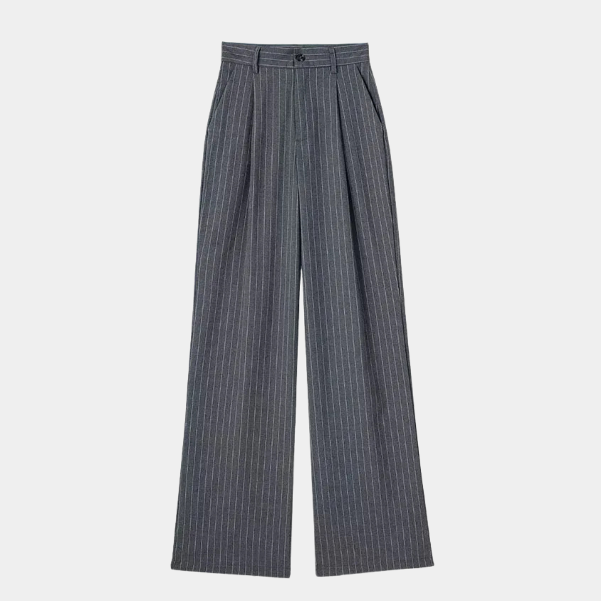 Wide Leg Trousers – High Waist Pinstripe Smart Pants