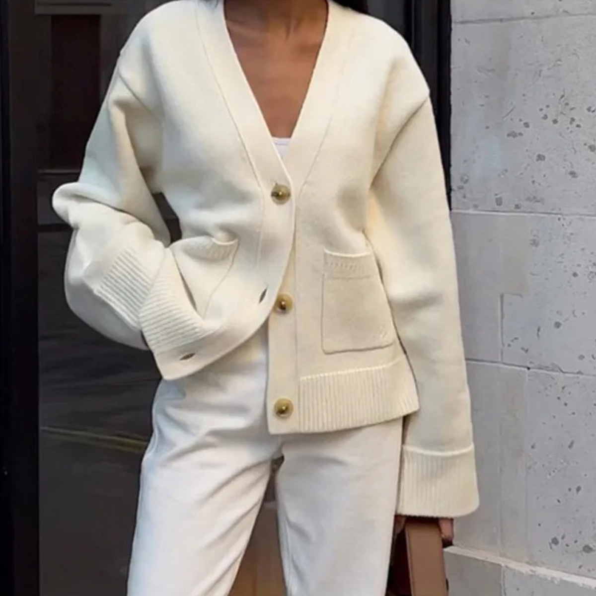 V Neck Button Cardigan – Casual Knitted Jumper
