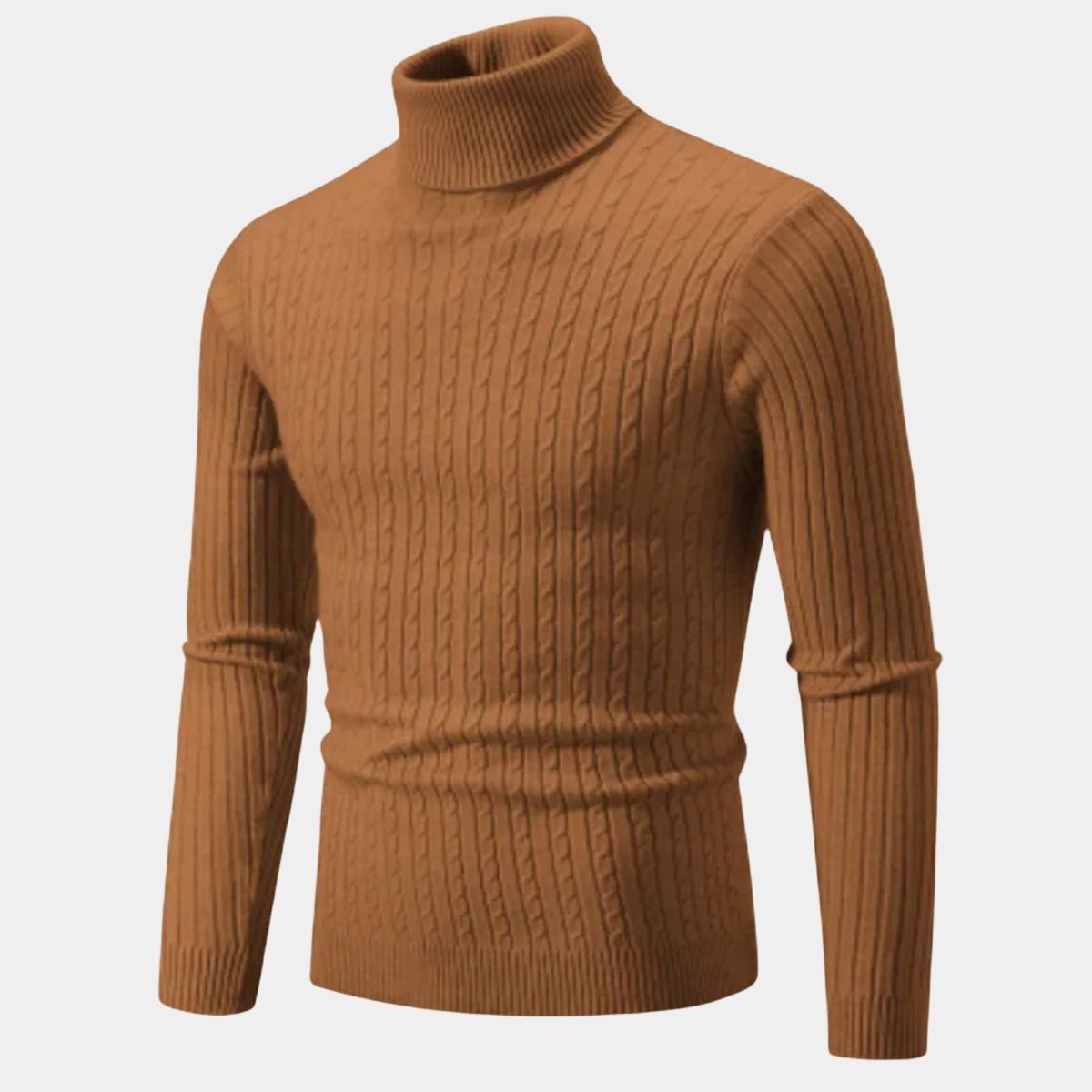Ribbed Knit Turtleneck Jumper – Slim Fit Neck Sweater