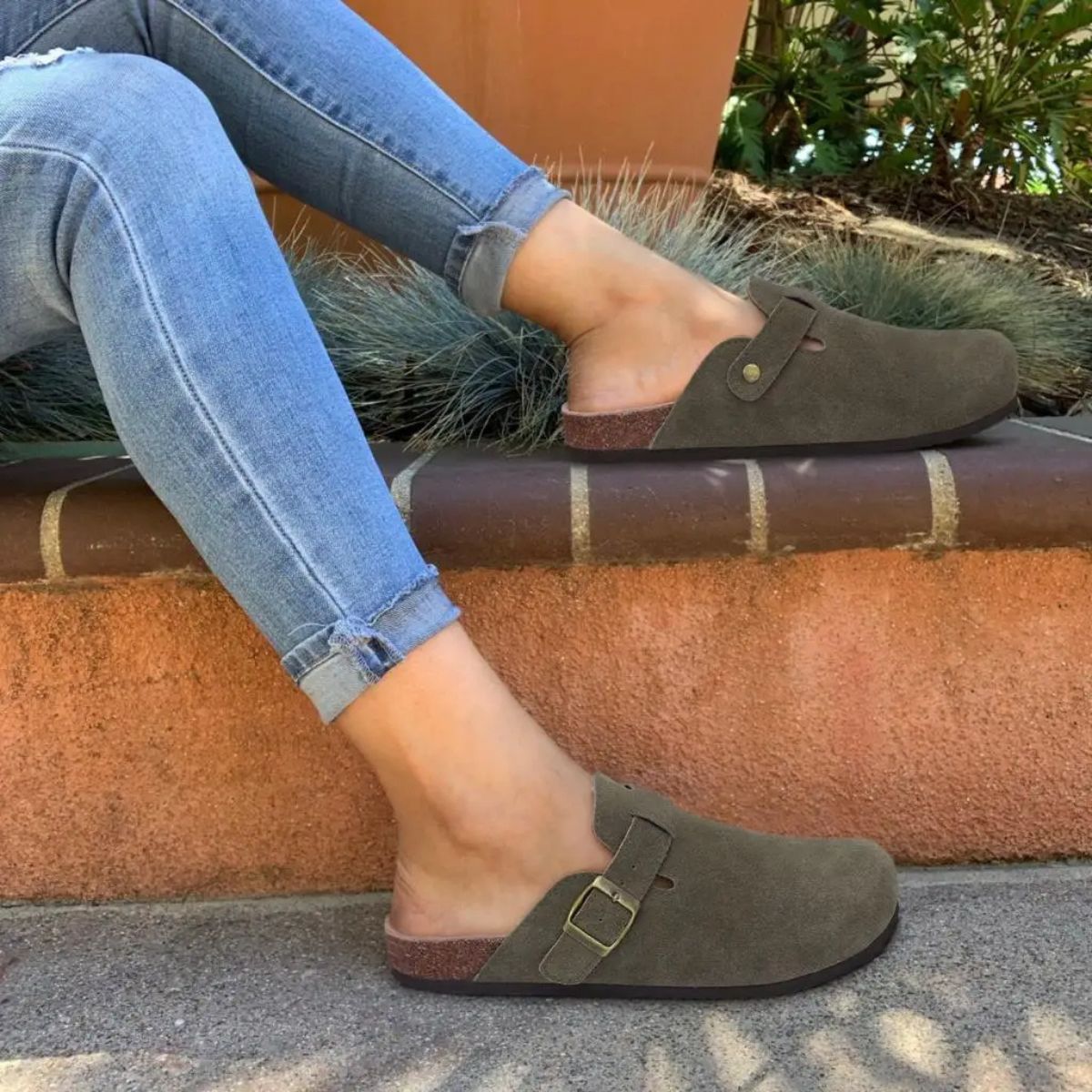 Classic Suede Clogs for Men – Buckle Slip On Shoes