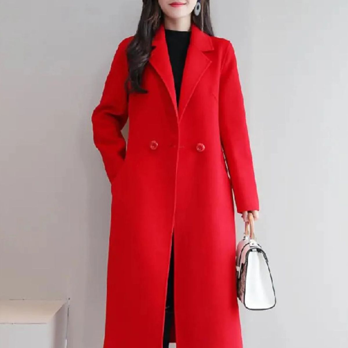 Trendy Oversized Coat – Long Double Breasted Jacket