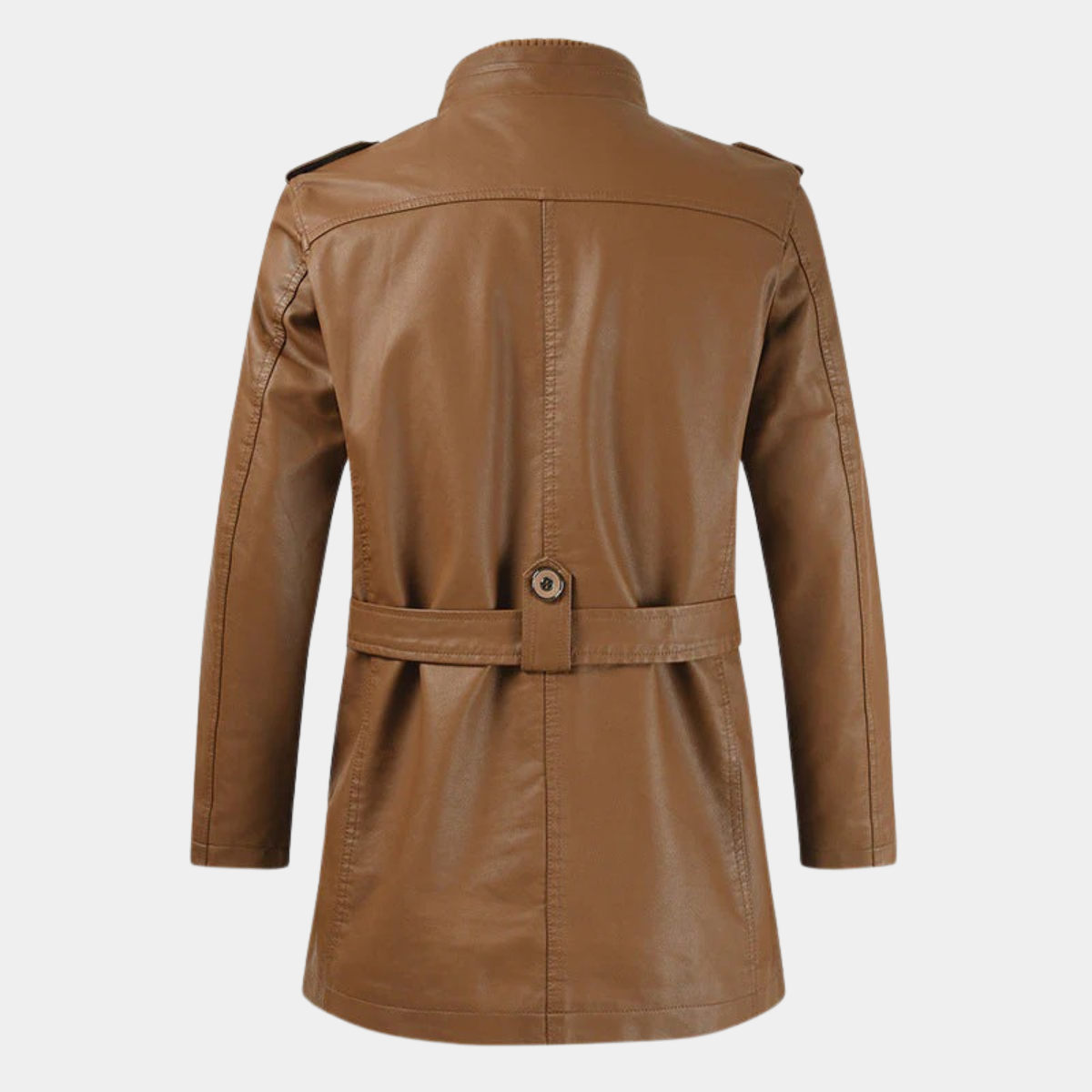 Slim Fit Leather Trench Coat for Men – Smart Casual