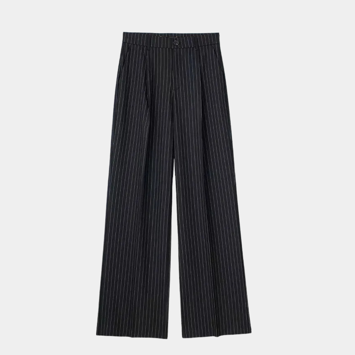 Wide Leg Trousers – High Waist Pinstripe Smart Pants