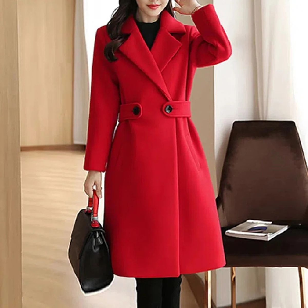 Trendy Oversized Coat – Long Double Breasted Jacket