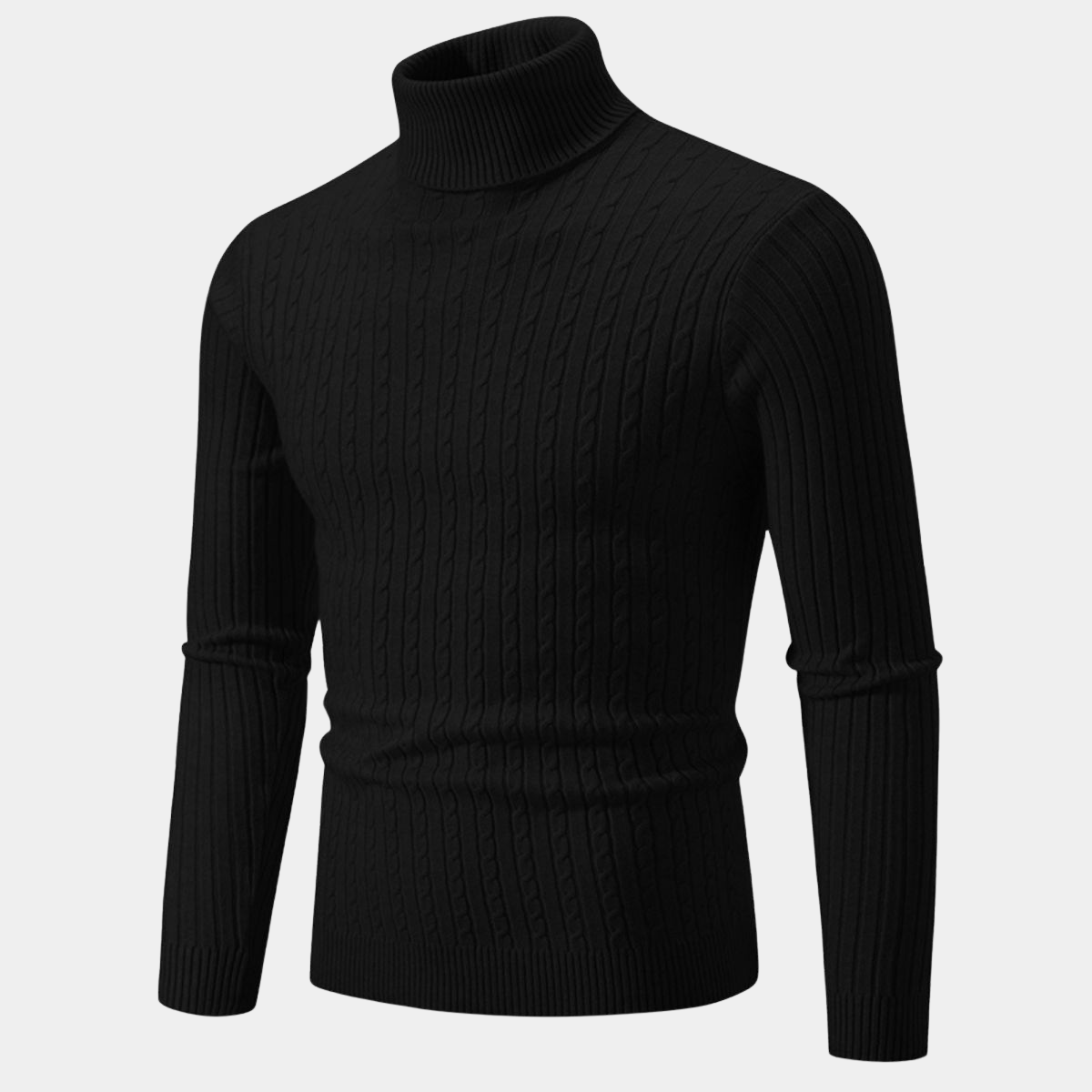 Ribbed Knit Turtleneck Jumper – Slim Fit Neck Sweater