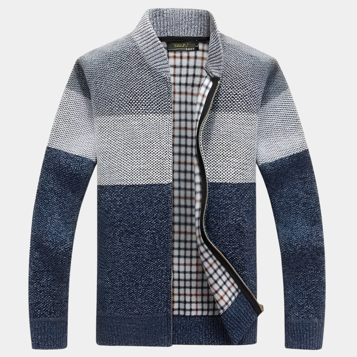 Winter Knit Jacket – Checked Fleece Lining Jacket