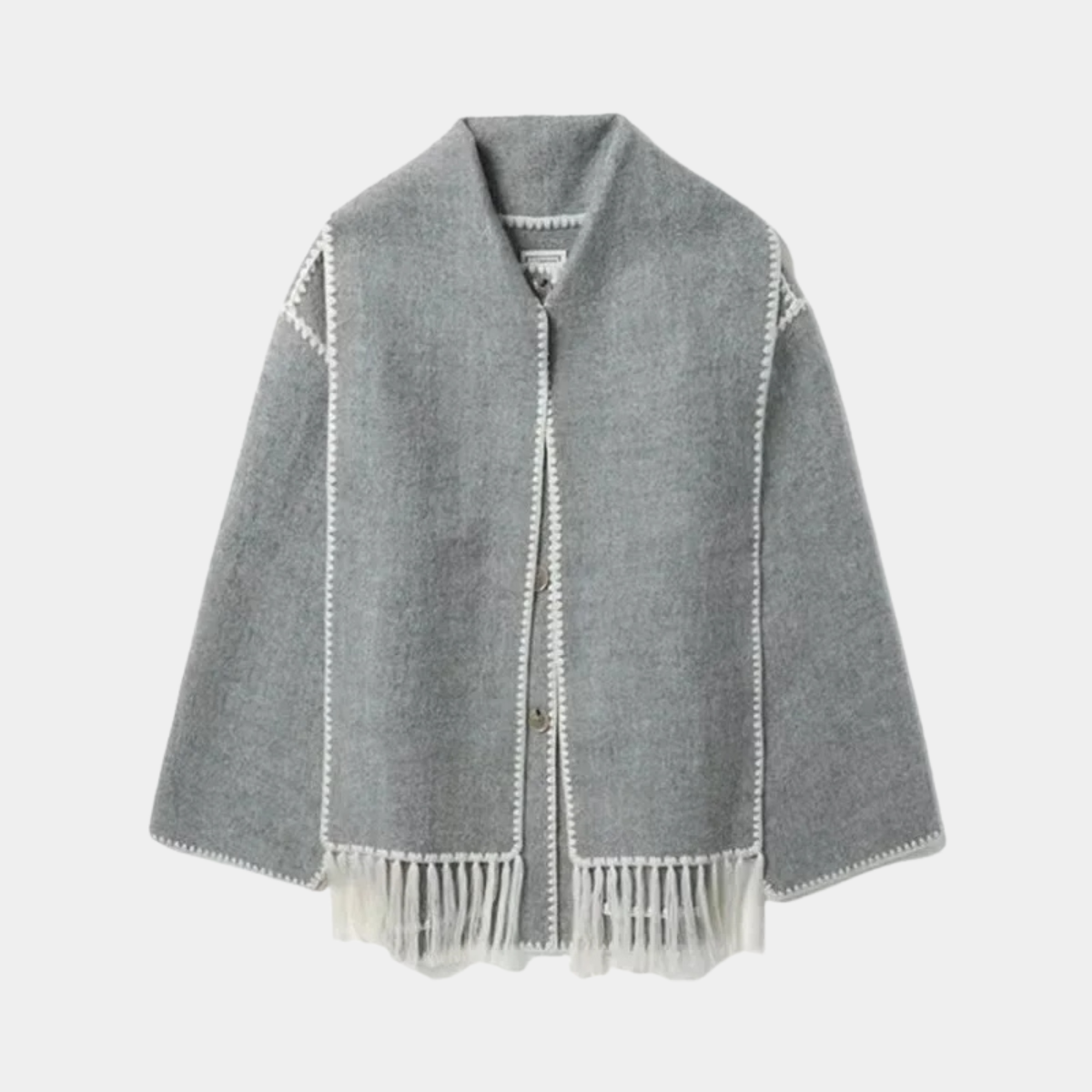 Elegant Wool Blend Coat with Scarf – Winter Jacket