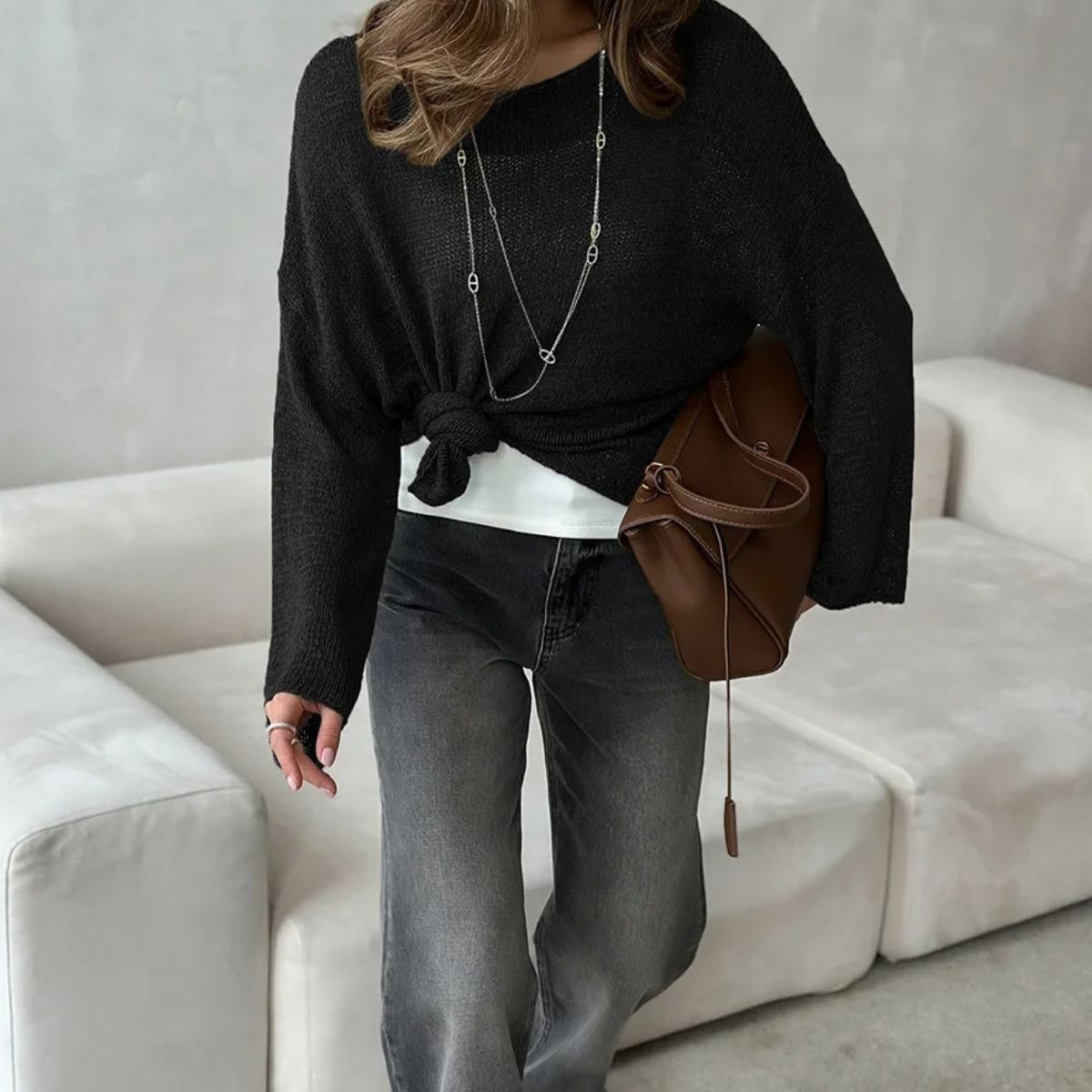 Trendy Loose Cotton Jumper – Lightweight Sweater