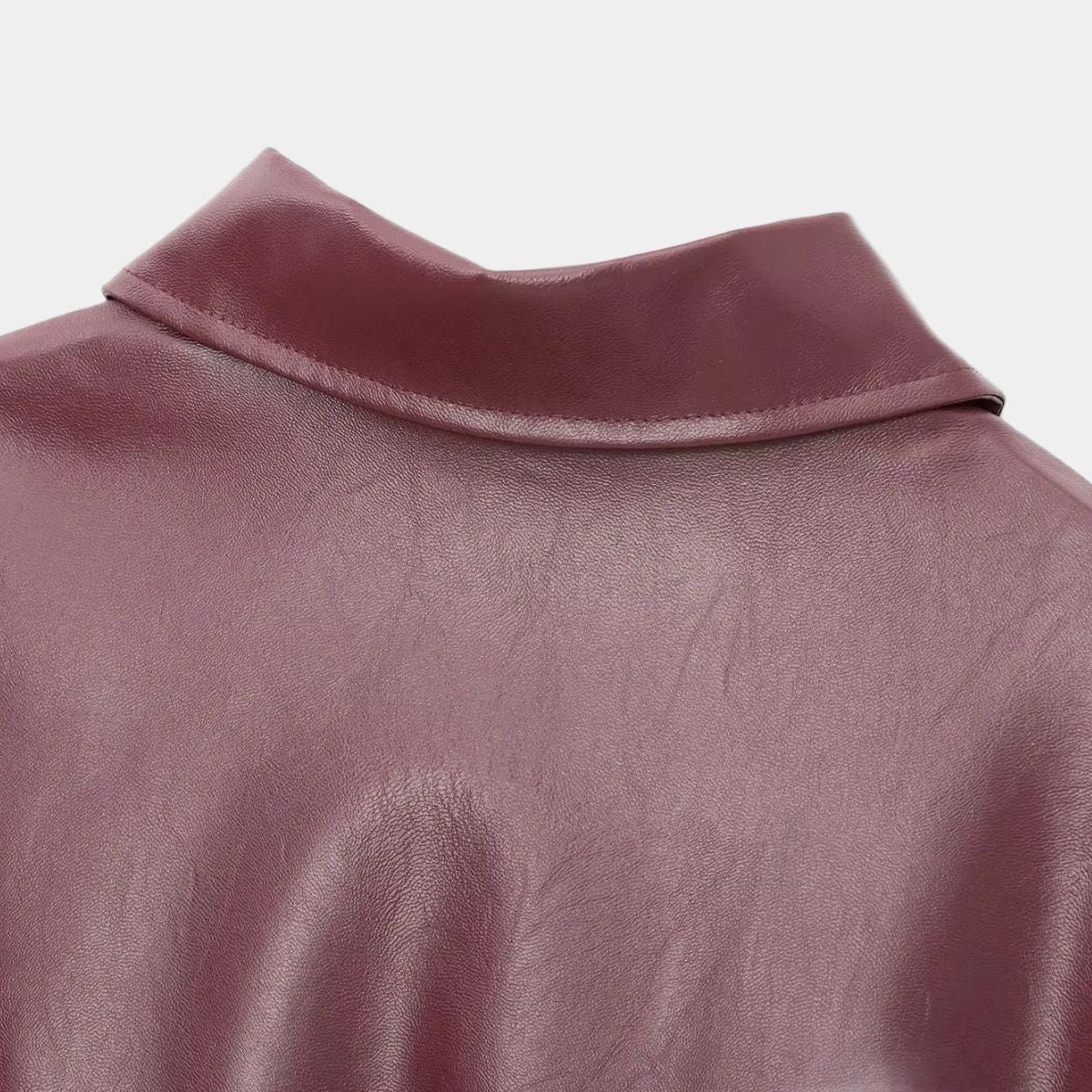 Faux Leather Zip Up Jacket with Elastic