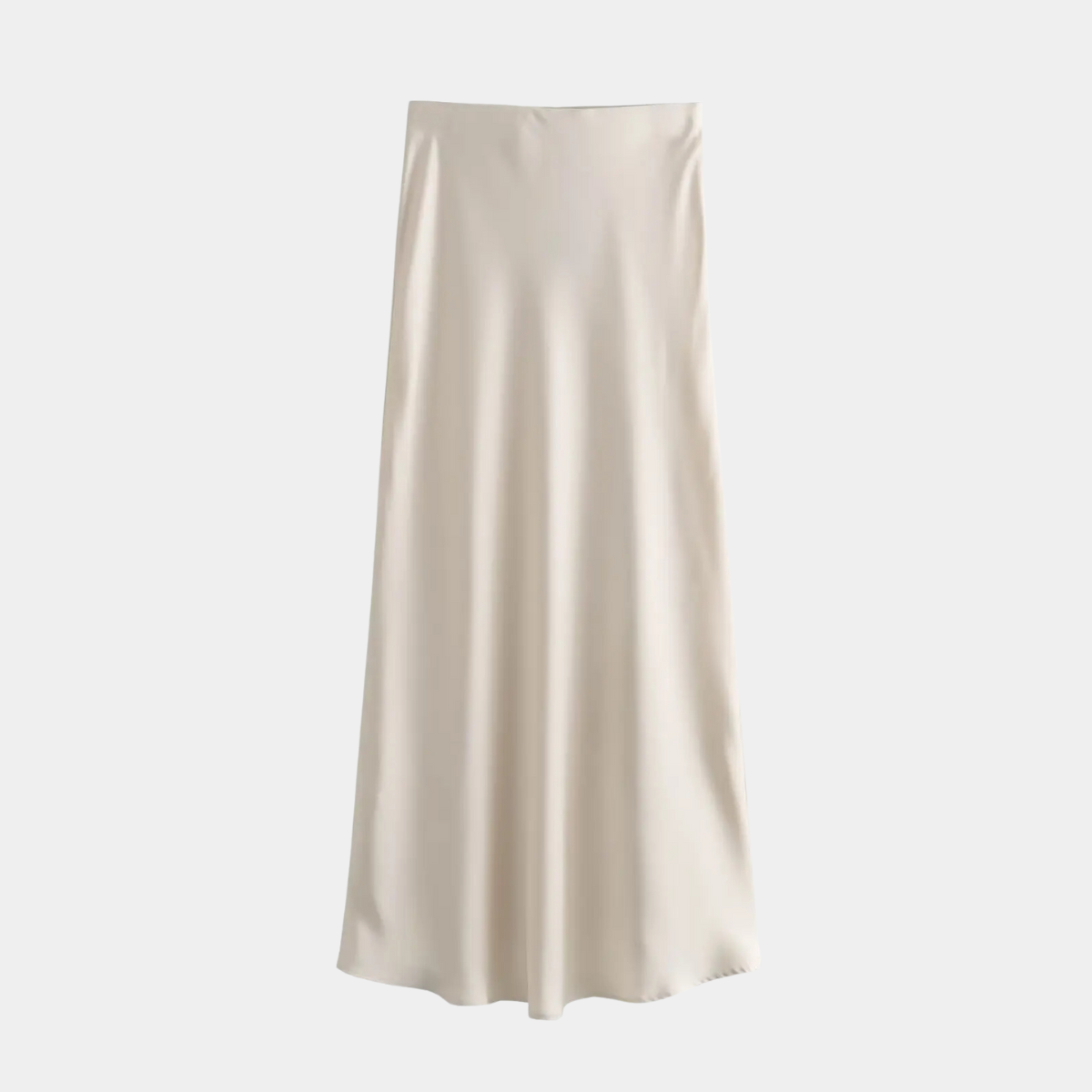 Ivory Satin High Waist Skirt