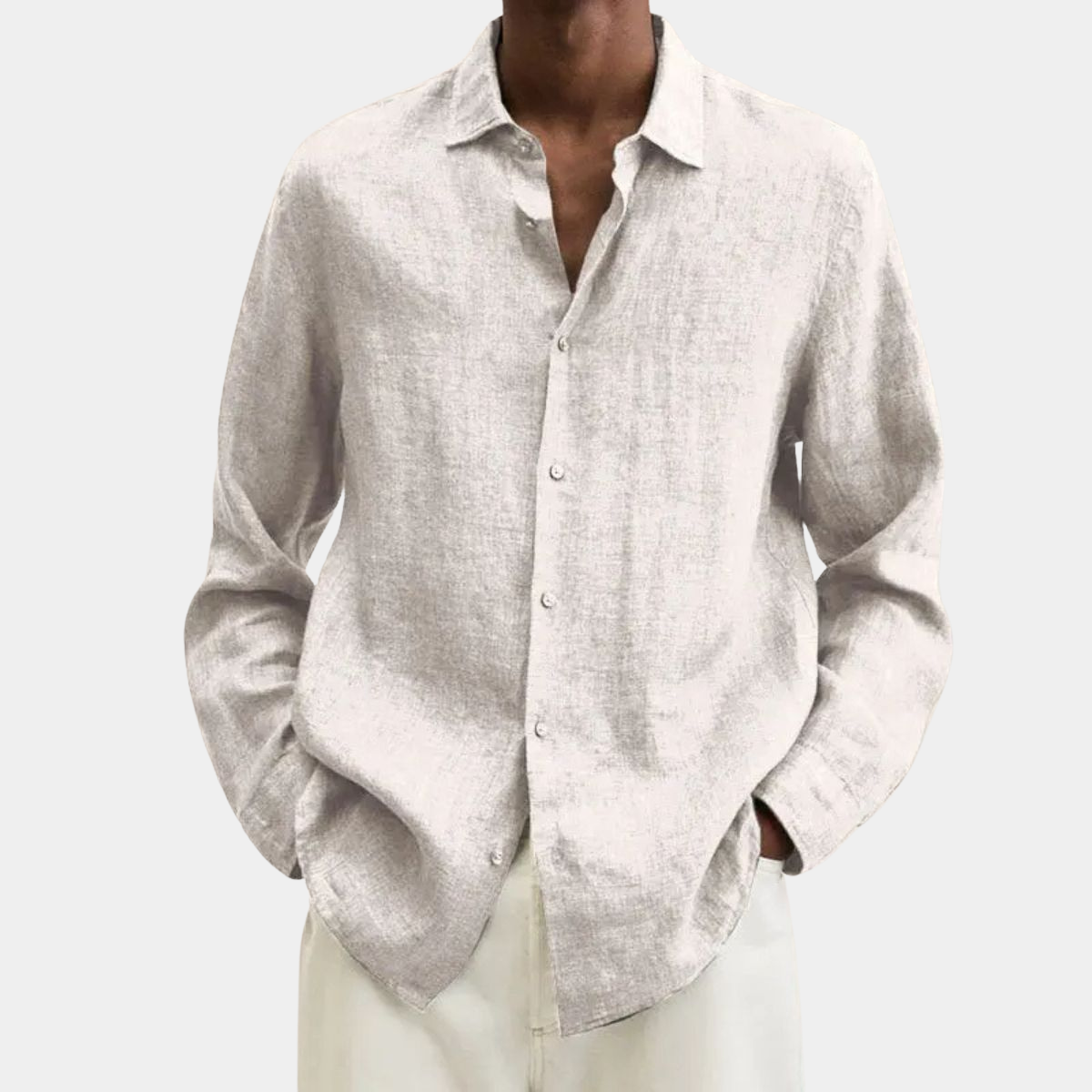 Men's Casual Linen Shirt – Long Sleeve Lightweight Top