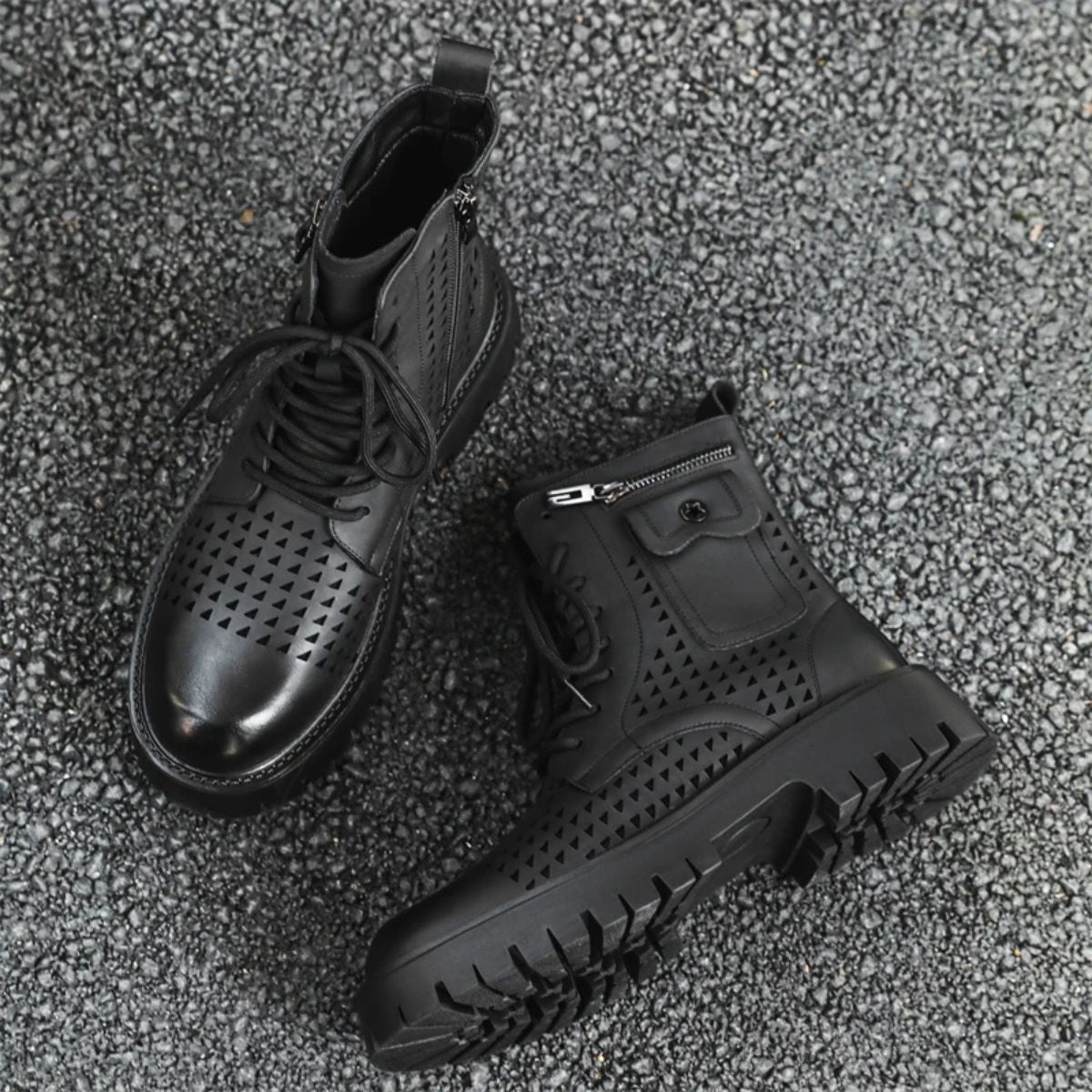 Leather Chealsea Boots – Lace Up Chunky Ankle Combat