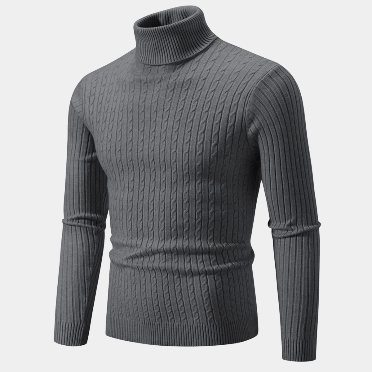 Ribbed Knit Turtleneck Jumper – Slim Fit Neck Sweater