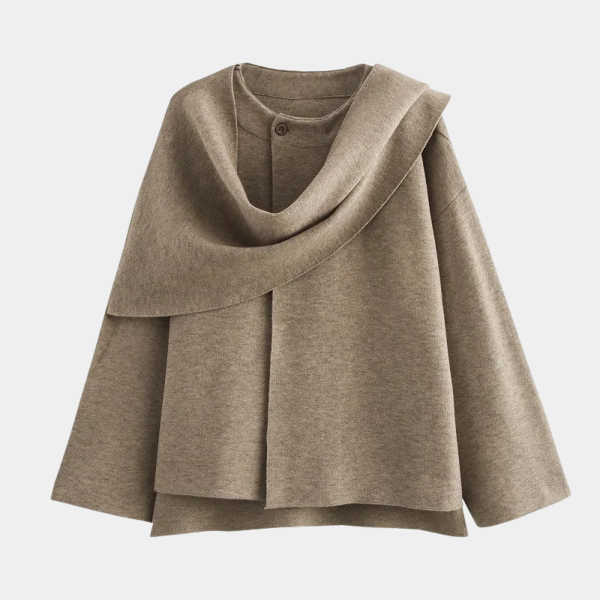 Short Knitted Coat with Scarf