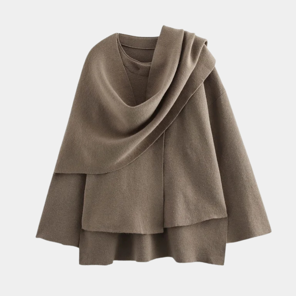 Short Knitted Coat with Scarf