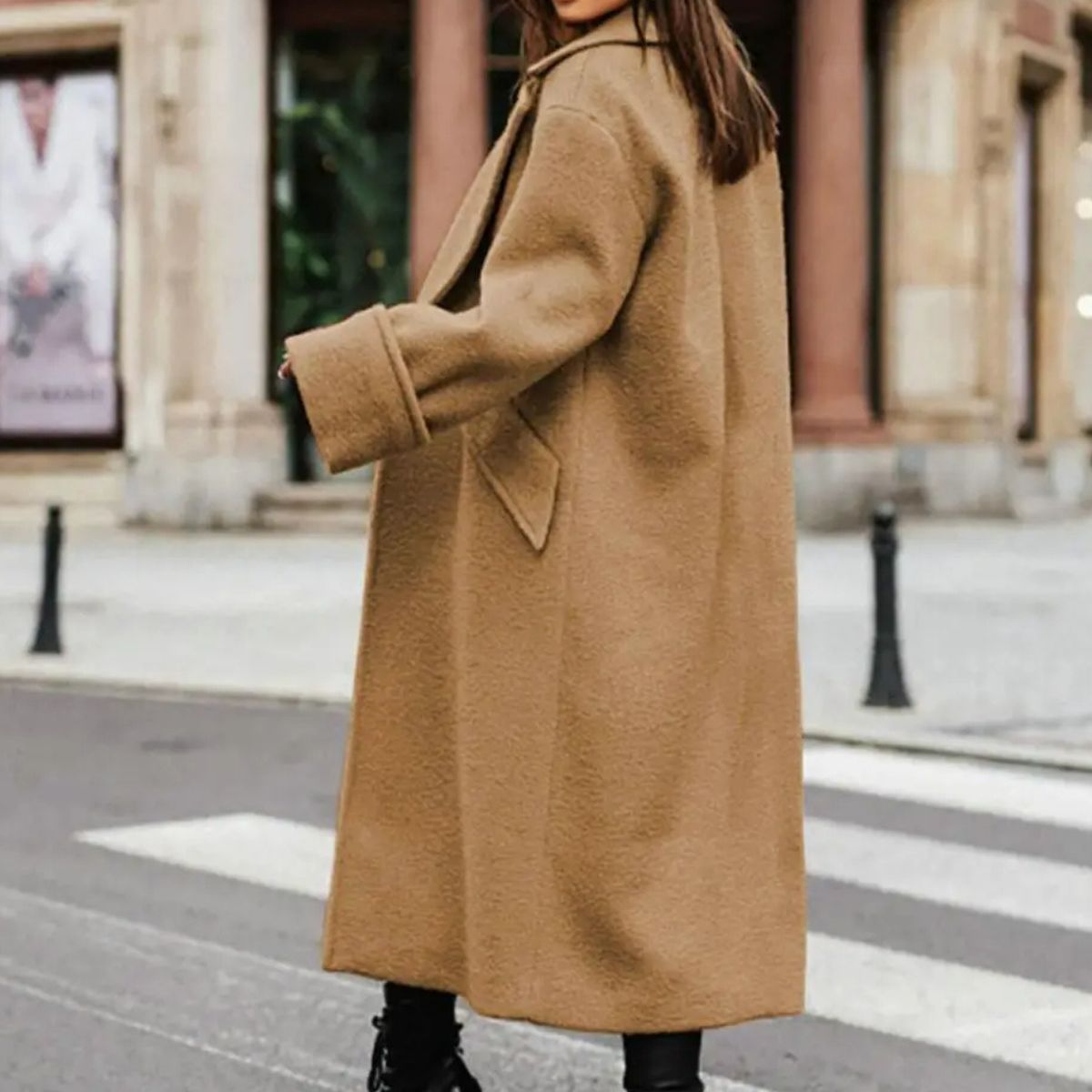 Trendy Oversized Coat – Long Double Breasted Jacket