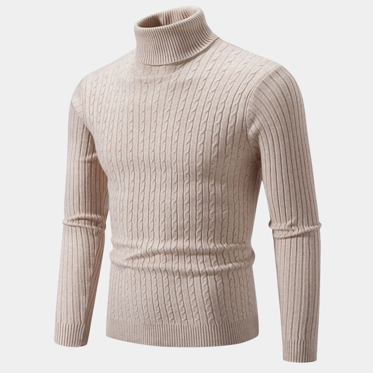Ribbed Knit Turtleneck Jumper – Slim Fit Neck Sweater