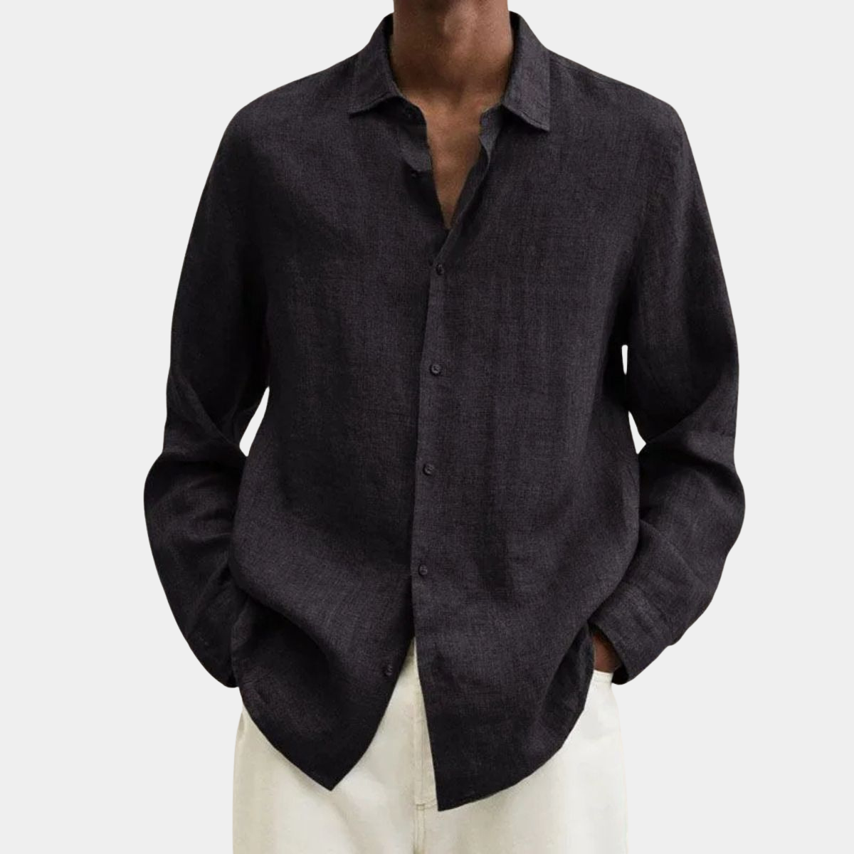 Men's Casual Linen Shirt – Long Sleeve Lightweight Top