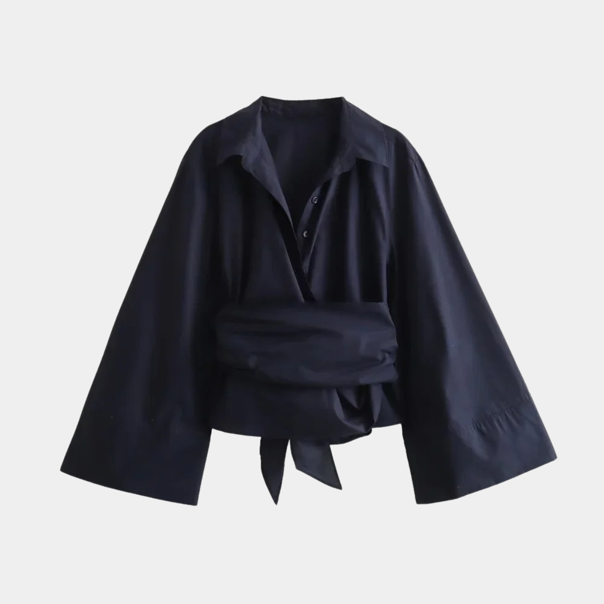 Wrap Tie Blouse – Elegant Long Sleeve Shirt Top