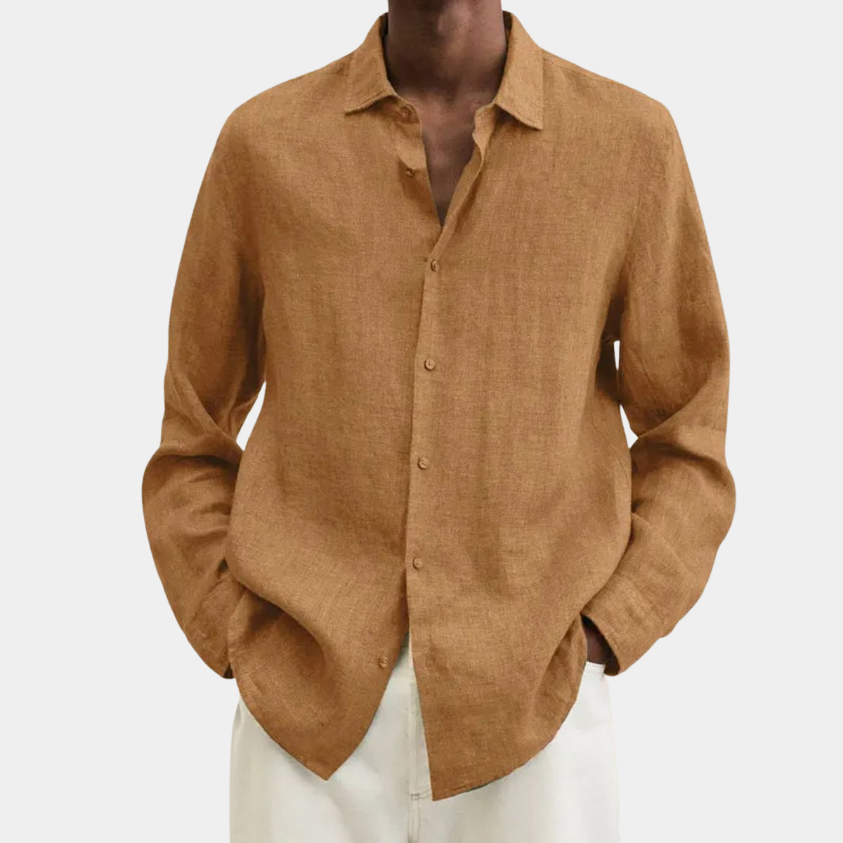 Men's Casual Linen Shirt – Long Sleeve Lightweight Top