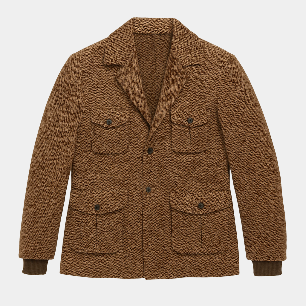 Tweed Men's Blazer – Vintage Wool Jacket with Pockets