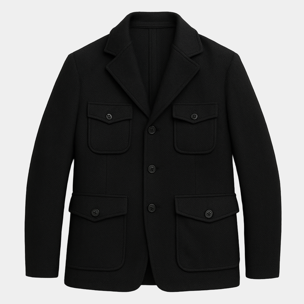 Tweed Men's Blazer – Vintage Wool Jacket with Pockets